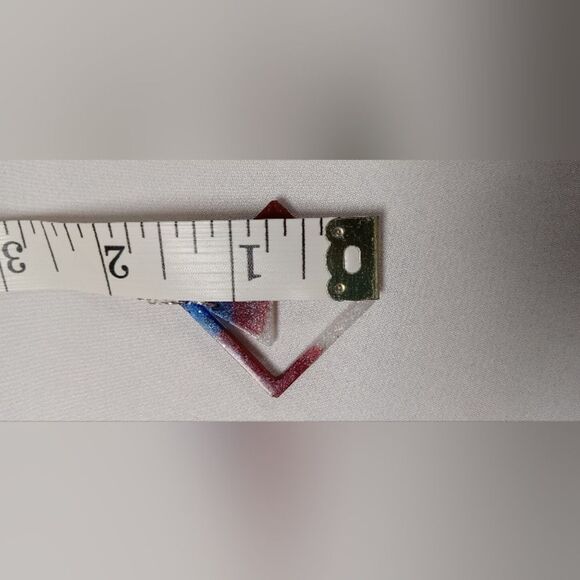 CLEARANCE- Red white and blue resin diamond and triangle necklace - Picture 5 of 6